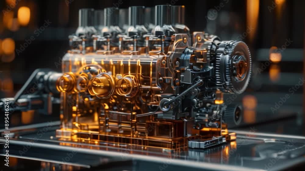 A 3D model of a car engine illustrates how technology and craftsmanship ...