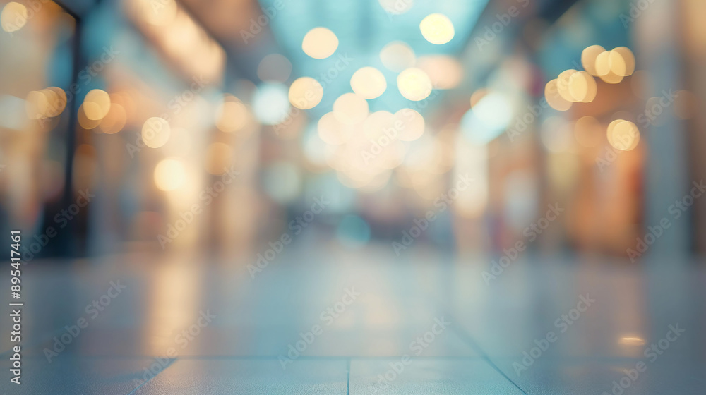 Abstract Blurred Background with Bokeh Lights in Shopping Mall Abstract Blurred Background with Bokeh Lights in Shopping Mall