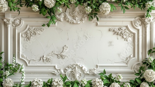 Background wall with ornate and flower plants decoration