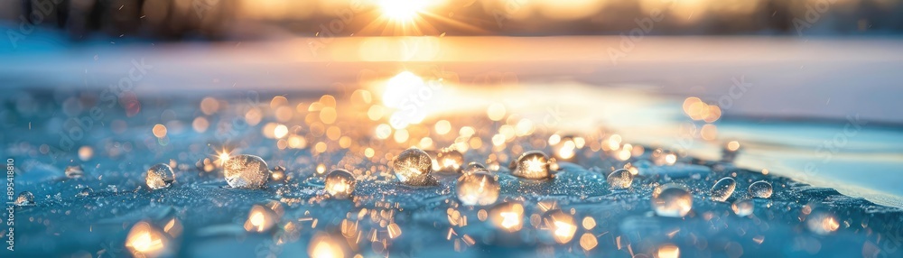 Snowflakes covering a frozen lake, the silent beauty of midwinter, nature s tranquil and serene icy embrace Snowflakes covering a frozen lake, the silent beauty of midwinter, nature s tranquil and serene icy embrace