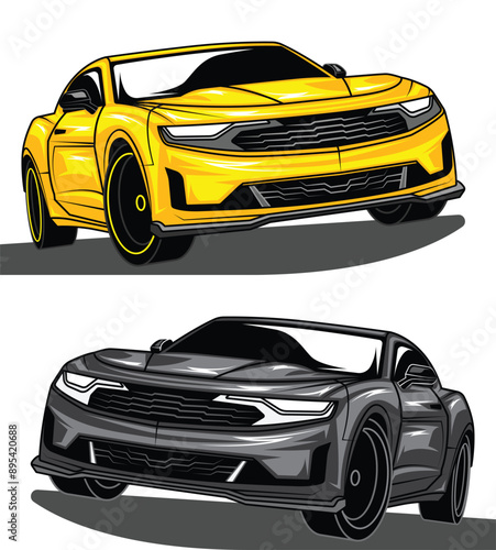 Cool modern sport car colored yellow
