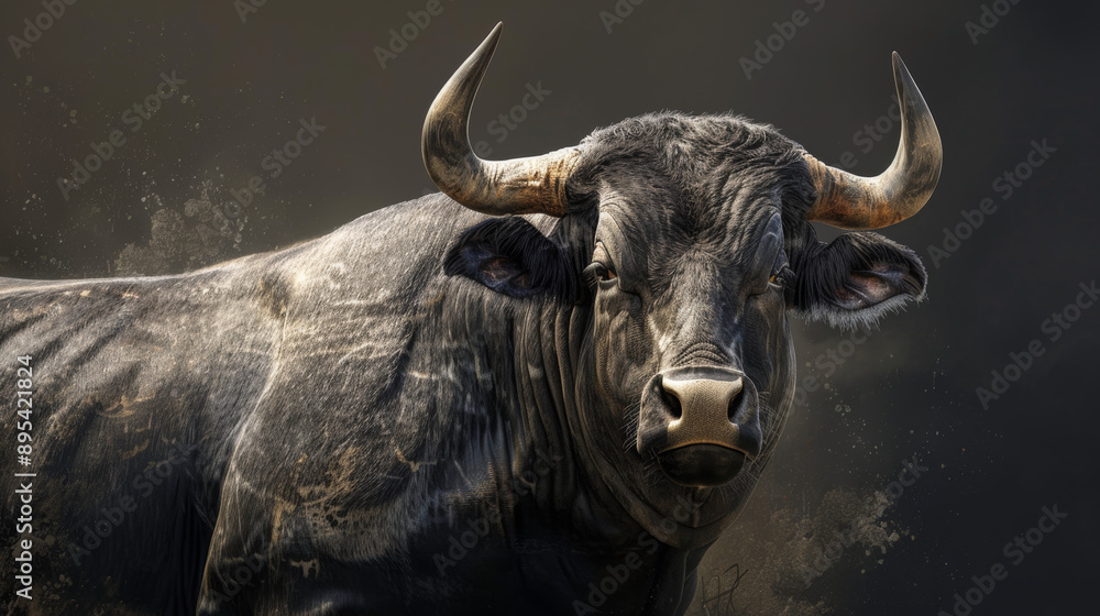 A bull as a symbol of strength and resilience, with muscular features highlighted, evoking the image of a powerful and determined creature. A bull as a symbol of strength and resilience, with muscular features highlighted, evoking the image of a powerful and determined creature.