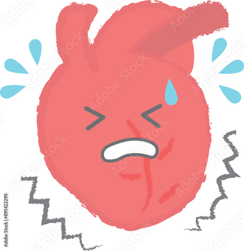 不整脈・弱っている心臓　手書き風キャラクター