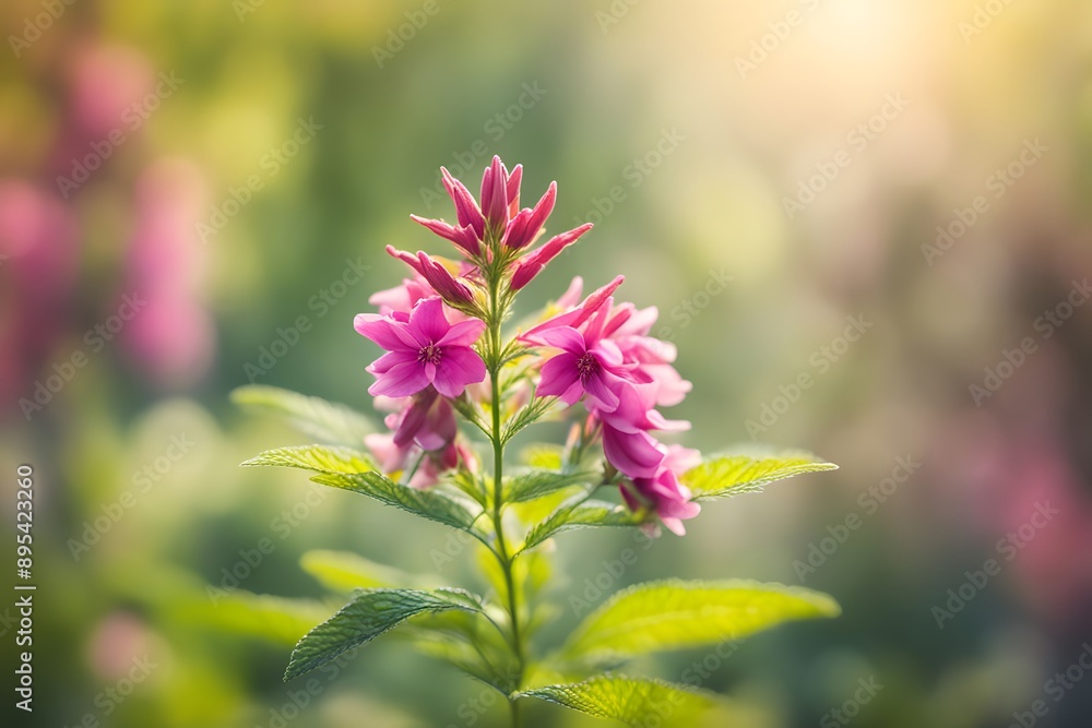 Garden balsam flower bokeh background, AI Generated Garden balsam flower bokeh background, AI Generated