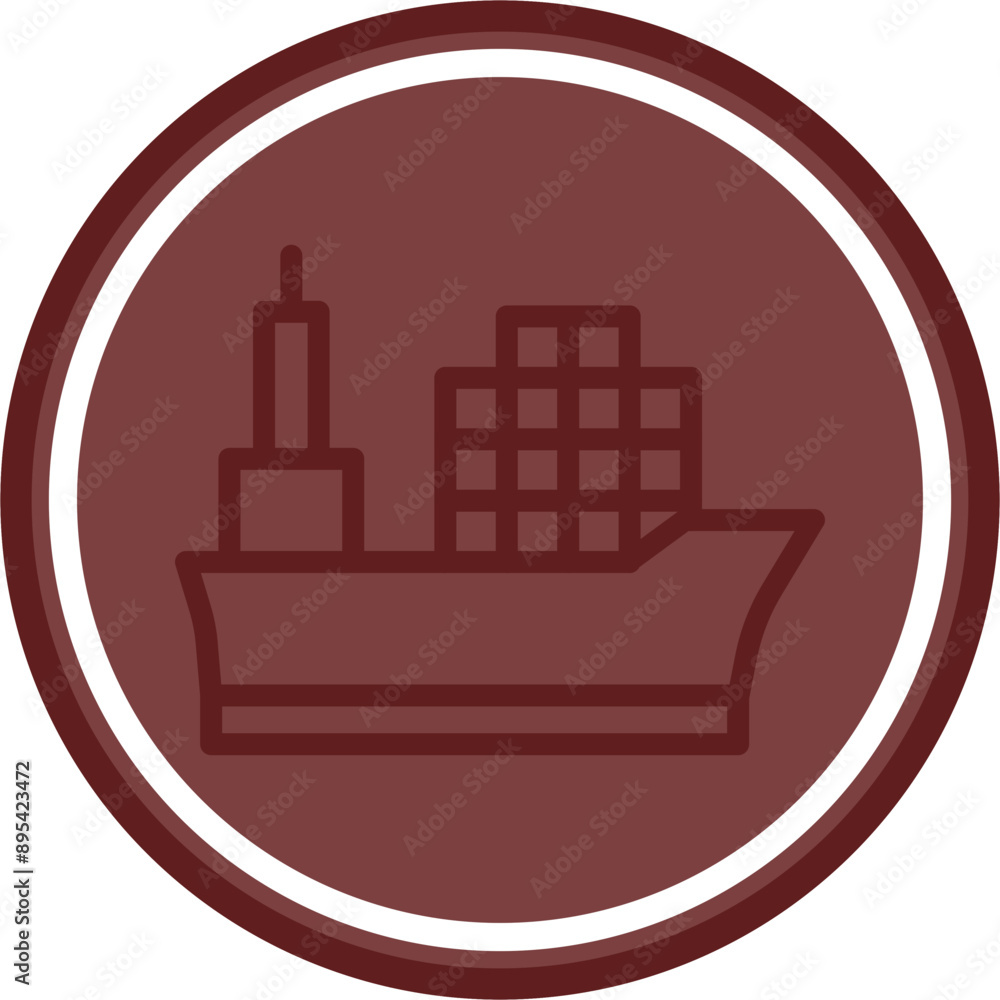 Cargo Ship Vector Line Maroon Circle Maroon Cargo Ship Vector Line Maroon Circle Maroon