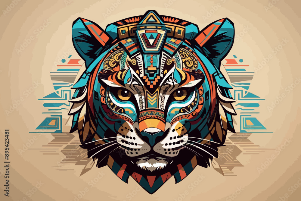 Aztec jaguar mask portrait character sheet Aztec jaguar mask portrait character sheet