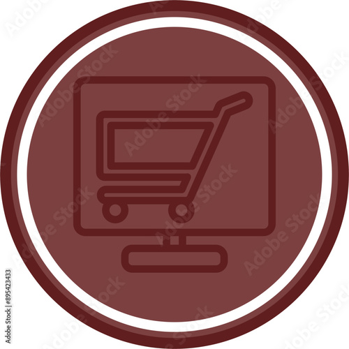 Online Store Vector Line Maroon Circle Maroon