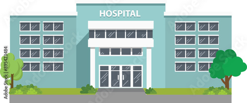 Hospital building, medical icon. Healthcare, hospital and medical diagnostics. Urgency and emergency services