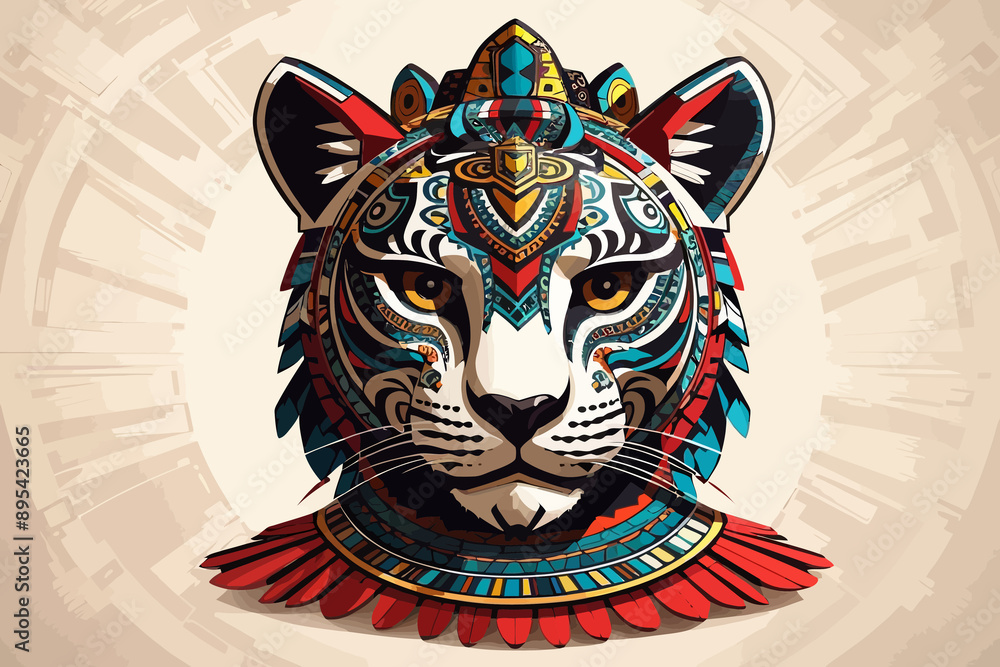 Aztec jaguar mask portrait character sheet Aztec jaguar mask portrait character sheet