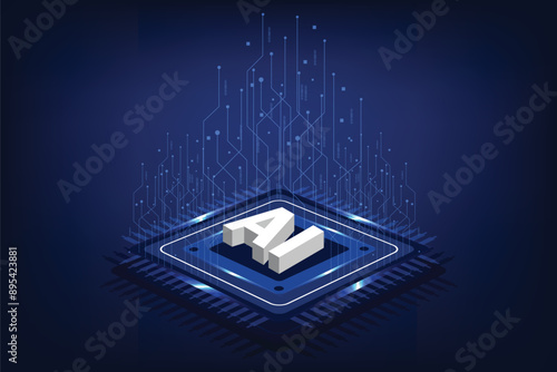 Artificial intelligence chipset on circuit board in futuristic concept technology background