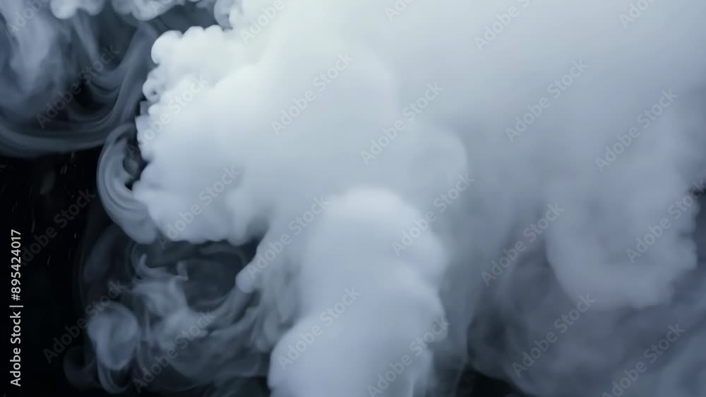 Frosty Fog: White Smoke Blowing on Black Background Frosty Fog: White Smoke Blowing on Black Background