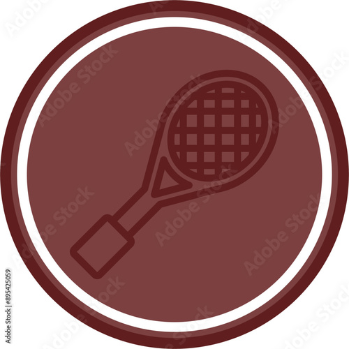 tenisracket Vector Line Double Circle Maroon photo