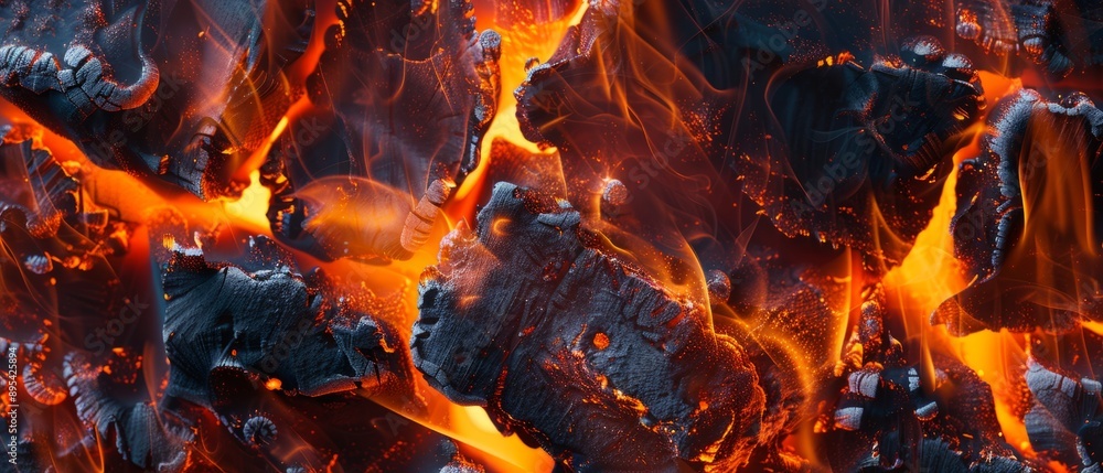 Panoramic close-up, high detail scan of hot fire texture, Generative AI Panoramic close-up, high detail scan of hot fire texture, Generative AI