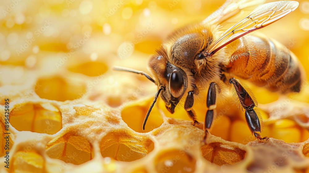 A Bee's Perspective: A Macro View of Honeycomb's Golden Maze A Bee's Perspective: A Macro View of Honeycomb's Golden Maze