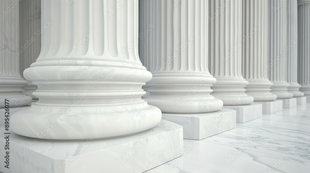 Elegant white marble columns in a row, showcasing classical architecture and grandeur in design and structure. Elegant white marble columns in a row, showcasing classical architecture and grandeur in design and structure.