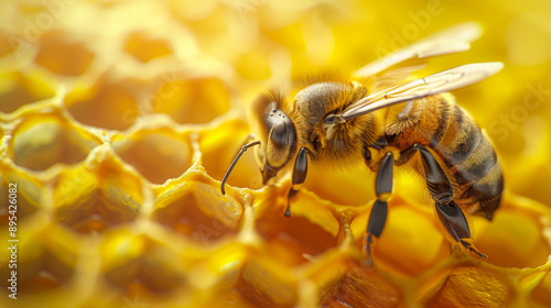 The Sweet Life: A Bee Dives into a Honeycomb Paradise