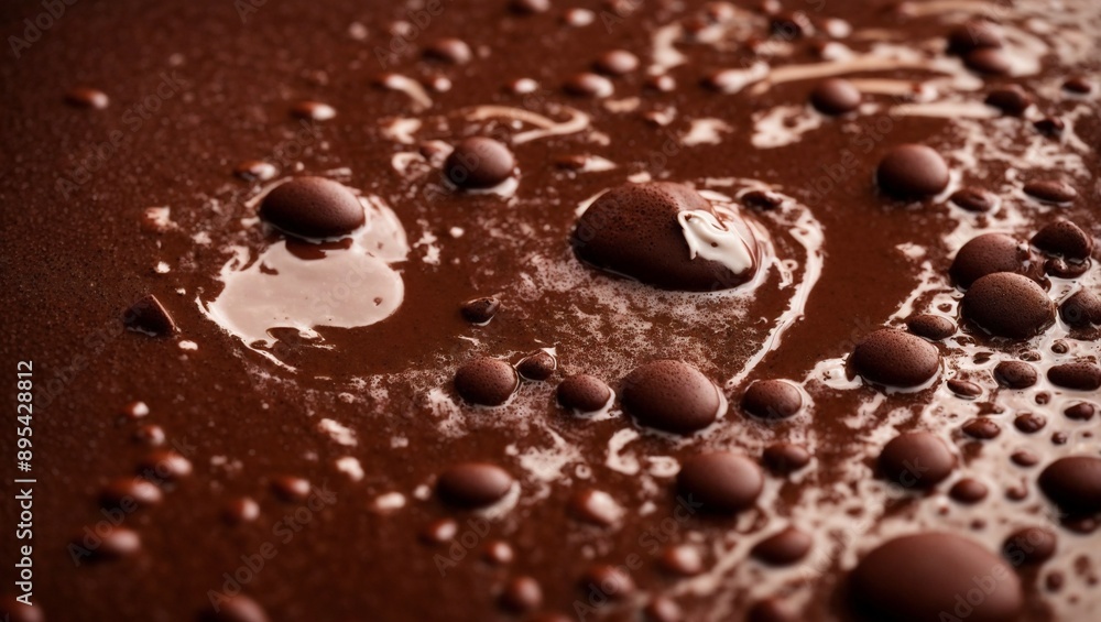 Melted Chocolate Dreamscape: A close-up of rich, melted chocolate, studded with melting chocolate chips, creating a decadent and tempting visual treat. Melted Chocolate Dreamscape: A close-up of rich, melted chocolate, studded with melting chocolate chips, creating a decadent and tempting visual treat.