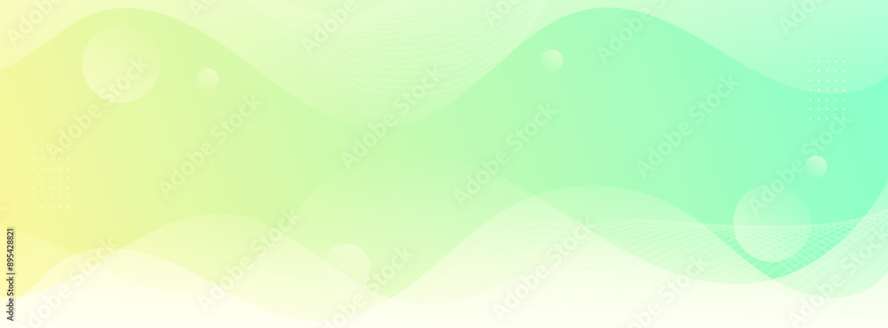 Obraz premium banner background.abstract.green and yellow gradation. wavy up and down. colorful.memphis.eps10