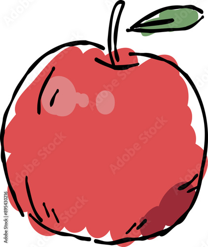 Stylish hand drawn illustration of a Apple, coloring autumn.