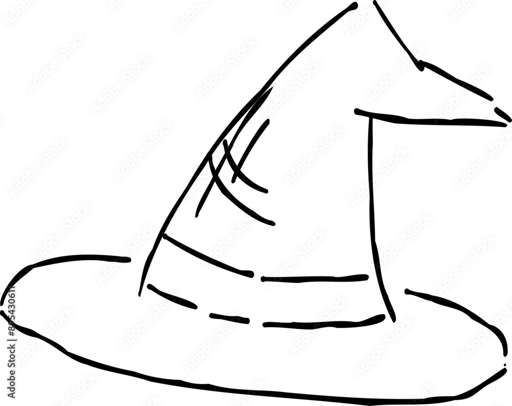 Stylish hand drawn illustration of a Witch Hat, coloring autumn. Stylish hand drawn illustration of a Witch Hat, coloring autumn.