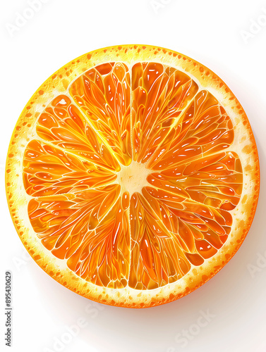 Fresh Orange Slice Isolated on White Background, Organic Citrus Fruit 
