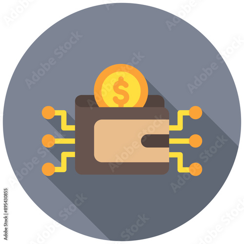 E-wallet rounded multi color icon, related to financial technology theme. use for UI or UX kit, app and web development.