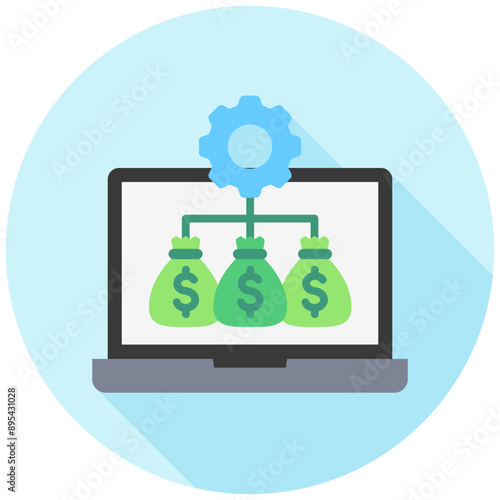 Financial Management rounded multi color icon, related to financial technology theme. use for UI or UX kit, app and web development.