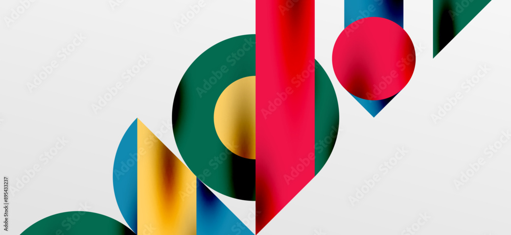 Circles and shadows. Colorful round elements with triangles, semi circles and other shapes. Vector Illustration For Wallpaper, Banner, Background, Card, Book Illustration, landing page Circles and shadows. Colorful round elements with triangles, semi circles and other shapes. Vector Illustration For Wallpaper, Banner, Background, Card, Book Illustration, landing page