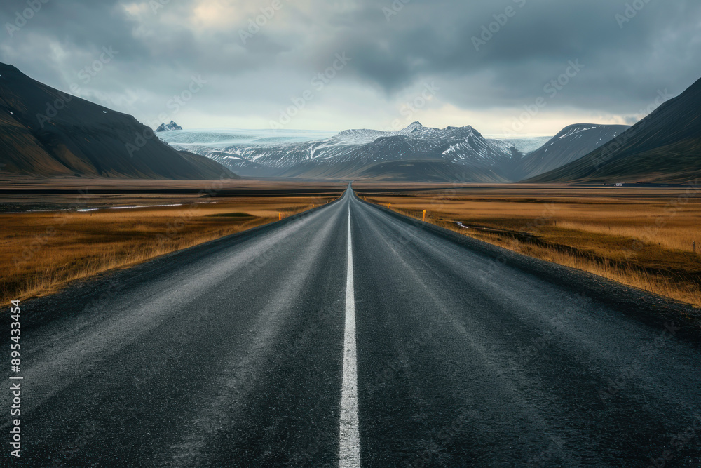 road mountains in the background