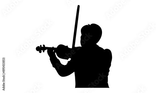 silhouette of male violinist performing to play violin