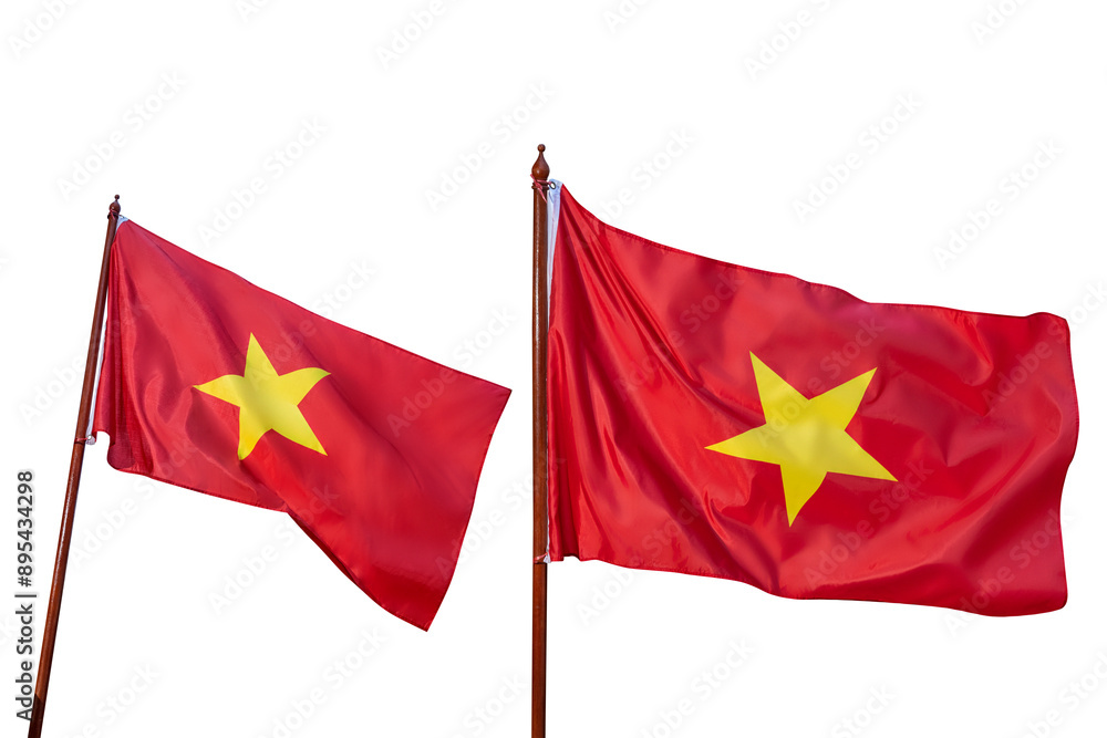 Two flags of Vietnam are flying in the air Two flags of Vietnam are flying in the air