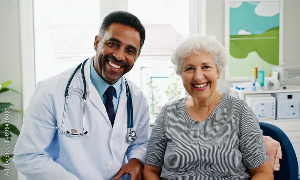 Doctor and Patient Smiling in Nursing Home: Care, Rehabilitation, and Wellness Doctor and Patient Smiling in Nursing Home: Care, Rehabilitation, and Wellness