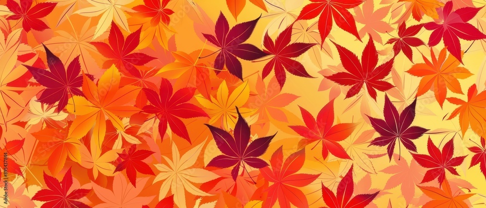 Japanese autumn, maple leaves pattern background, flat design illustration Japanese autumn, maple leaves pattern background, flat design illustration
