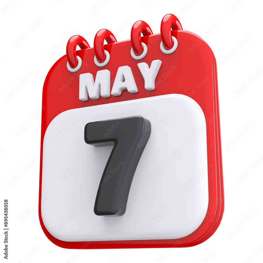 7th May Calendar Icon 3D Render 7th May Calendar Icon 3D Render