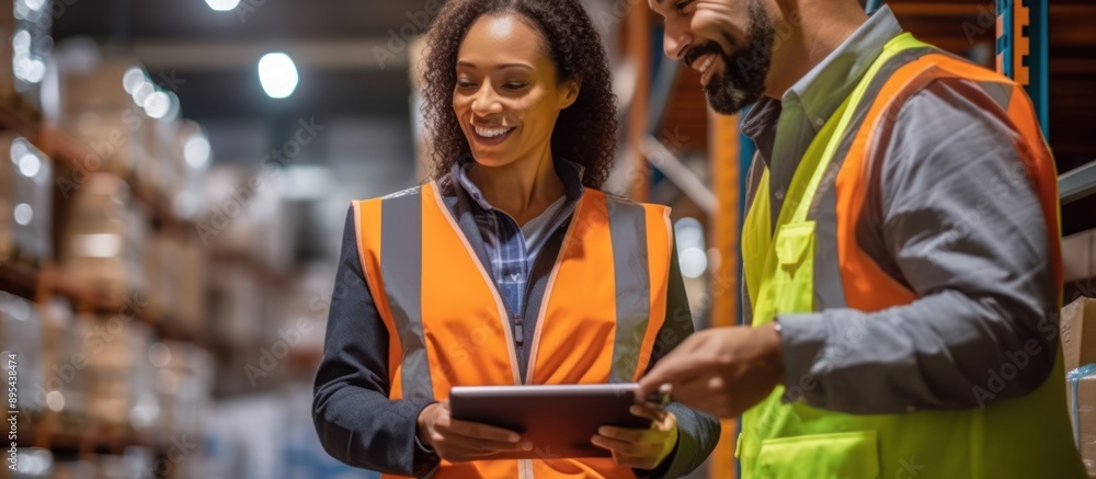 Warehouse Workers Collaborate on a Tablet Warehouse Workers Collaborate on a Tablet