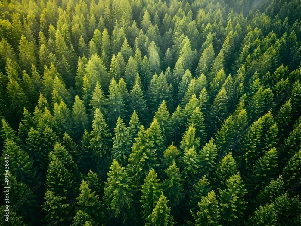Lush Green Aerial Forest Landscape with Tranquil Canopy Drone View from Above