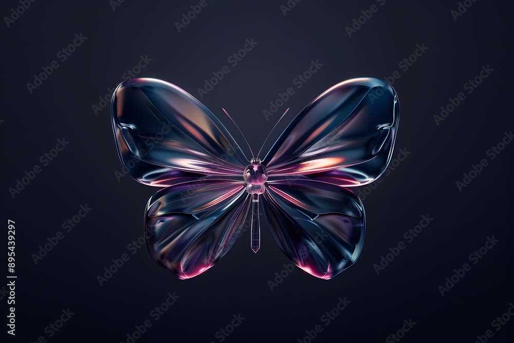 Fototapeta premium Mesmerizing Butterfly-Inspired Digital Artwork with Shimmering Fractal Wings and Vibrant Iridescence
