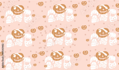 cute cartoons halloween seamless background wallpaper pattern