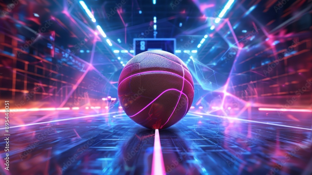 Neon Basketball in a Digital Arena Neon Basketball in a Digital Arena
