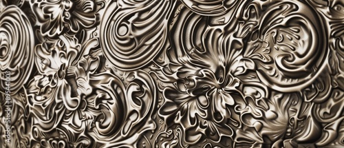 Panoramic close-up, high detail scan of engraved texture, Generative AI 