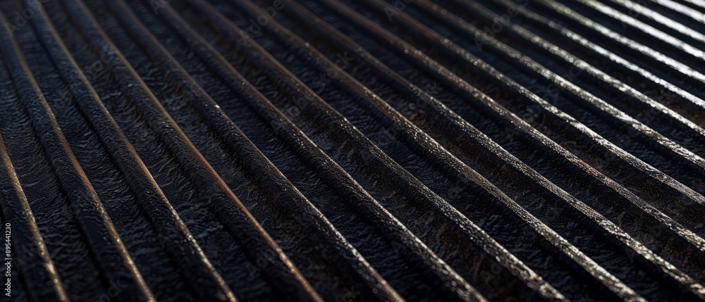  Panoramic close-up, high detail scan of grooved lines texture, Generative AI