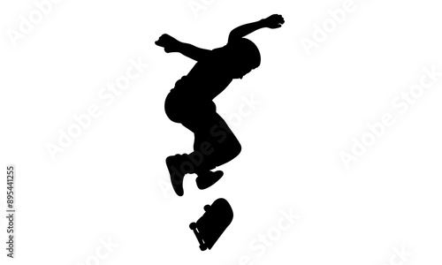 silhouette of man riding skate and performing jump trick