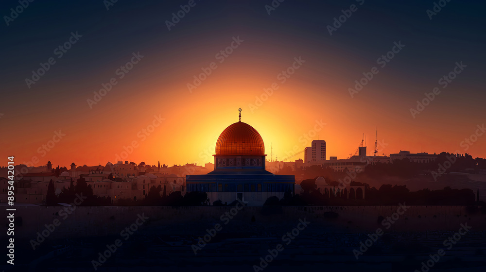 Fototapeta premium A vintage-inspired travel poster of Jerusalem with retro fonts and classic design, Vintage, Illustration, Pastel colors