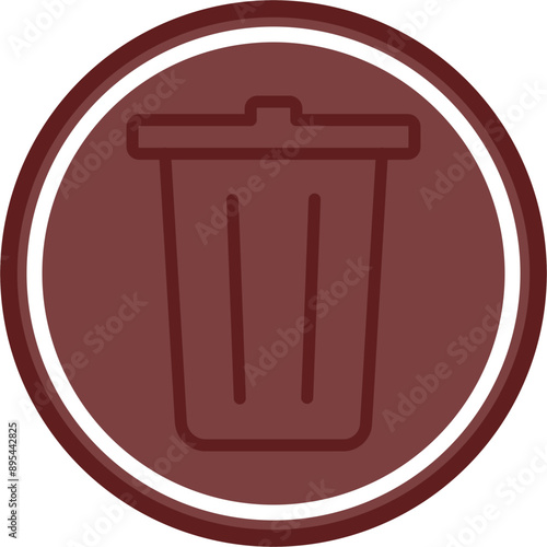 trash Vector Line Double Circle Maroon