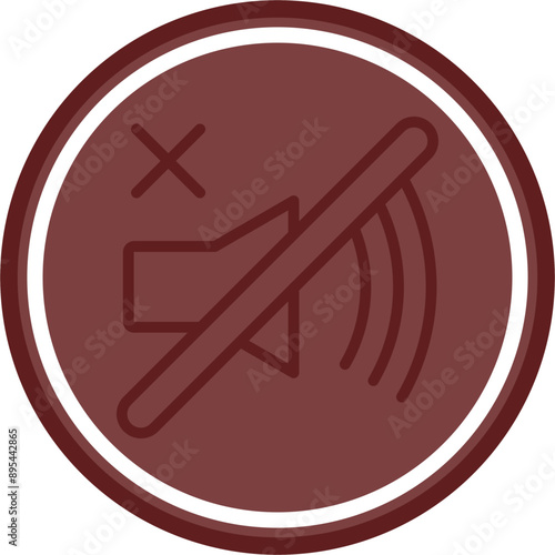 mute Vector Line Double Circle Maroon