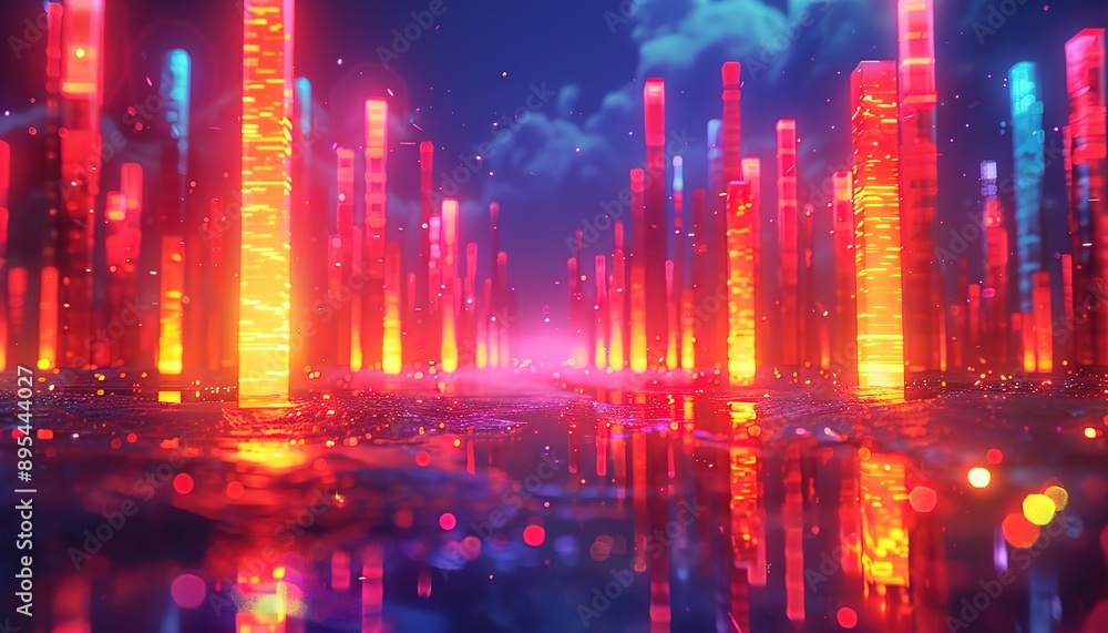 Rows of three dimensional columns Rows of three dimensional columns
