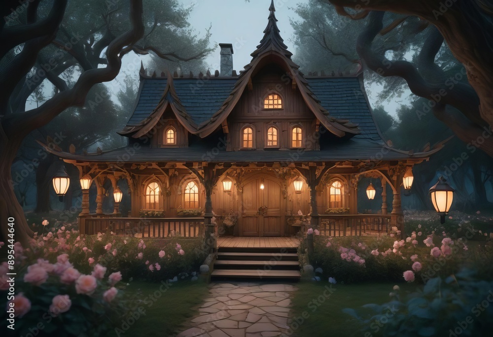a fairy tale wonderland with nature and a small magical house a fairy tale wonderland with nature and a small magical house