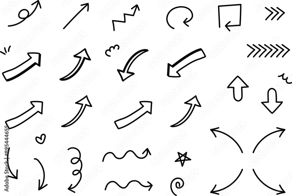 シンプルな手書きの矢印セット シンプルな手書きの矢印セット