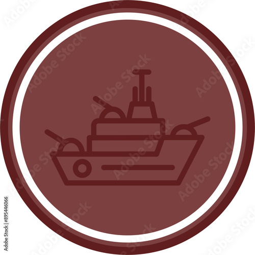 Warship Vector Line Double Circle Maroon