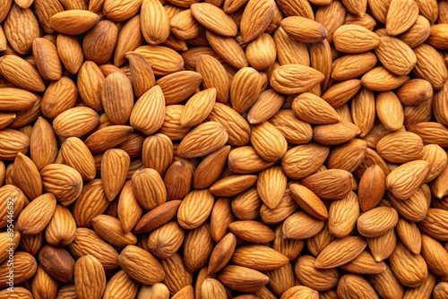 Top view of almonds on a plain background